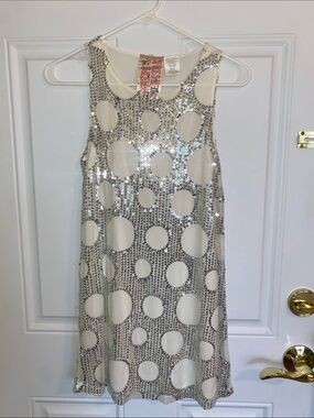 Girls’ Silver Sequin Polka Dot Dress
